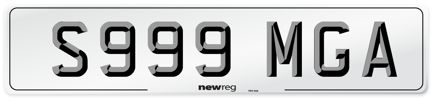 S999 MGA Number Plate from New Reg
